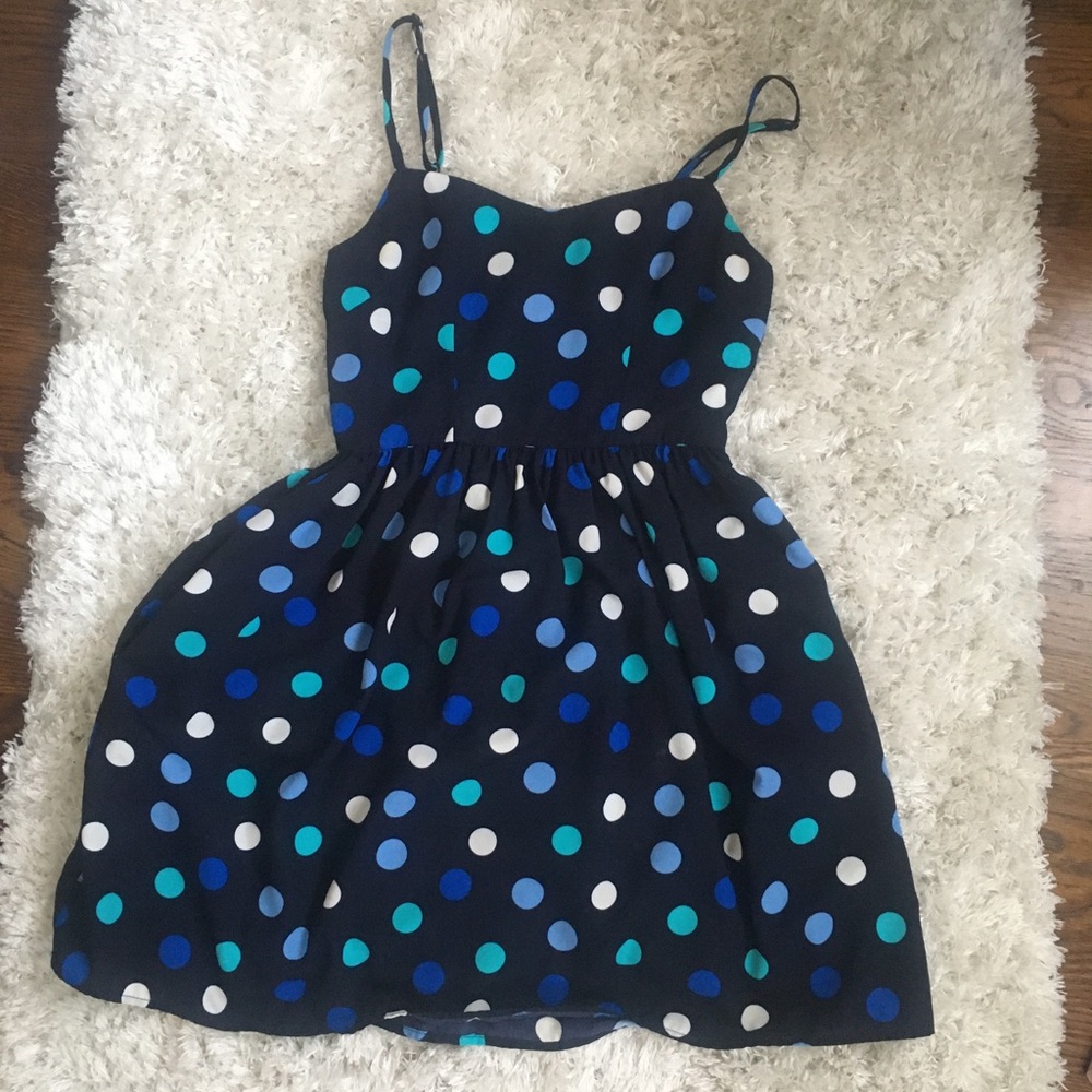 Navy blue dotted dress